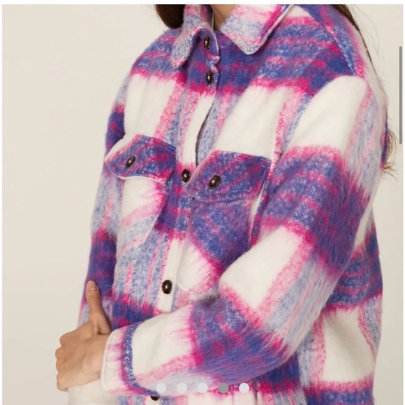 Blank NYC Revolve Purple Pink Plaid Oversized Prime Time Shirt Jacket Shacket - Picture 3 of 14